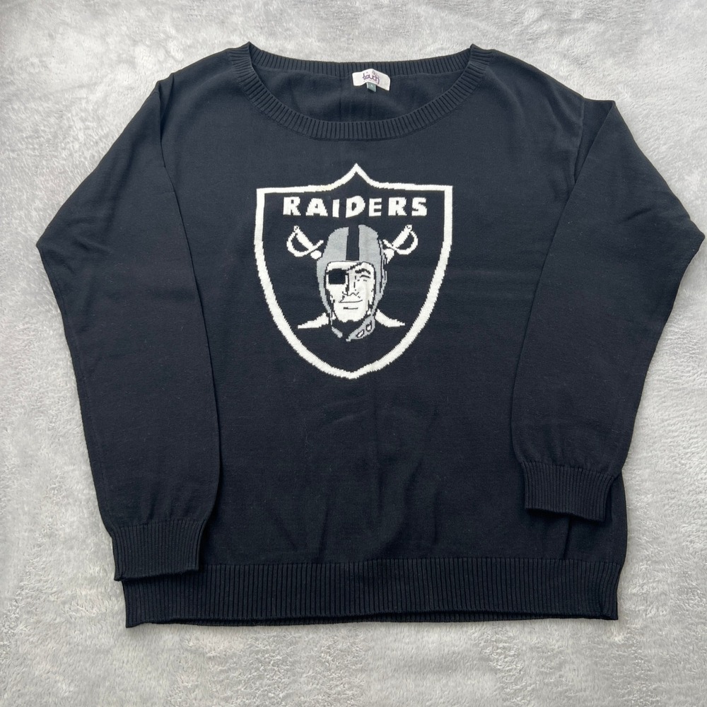 Touch Alyssa Milano Raiders Logo Knit Sweater S Black Women NFL Fan Pullover